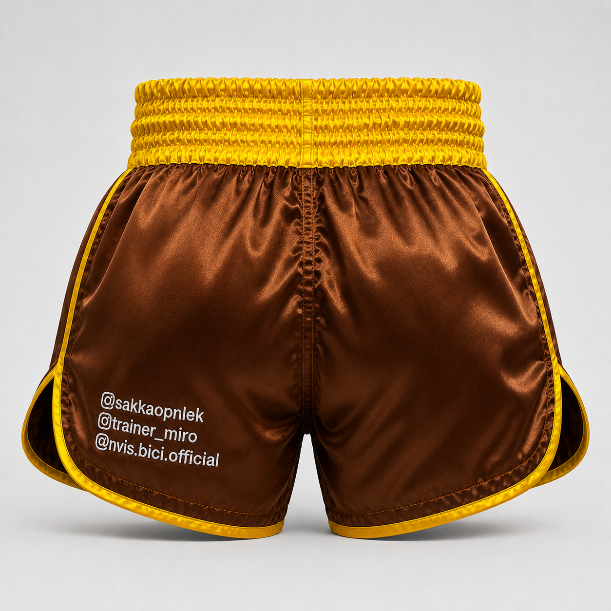 Brown & Gold Muay Thai Shorts - Image 3