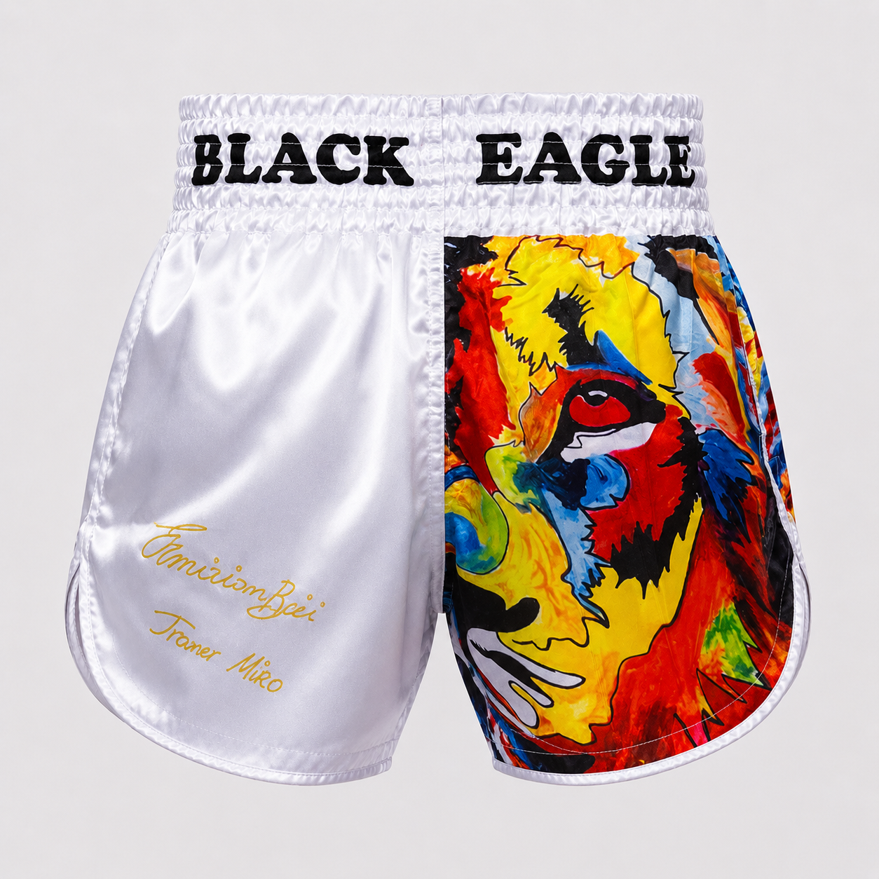 Black Eagle White Muay Thai Shorts - Image 2