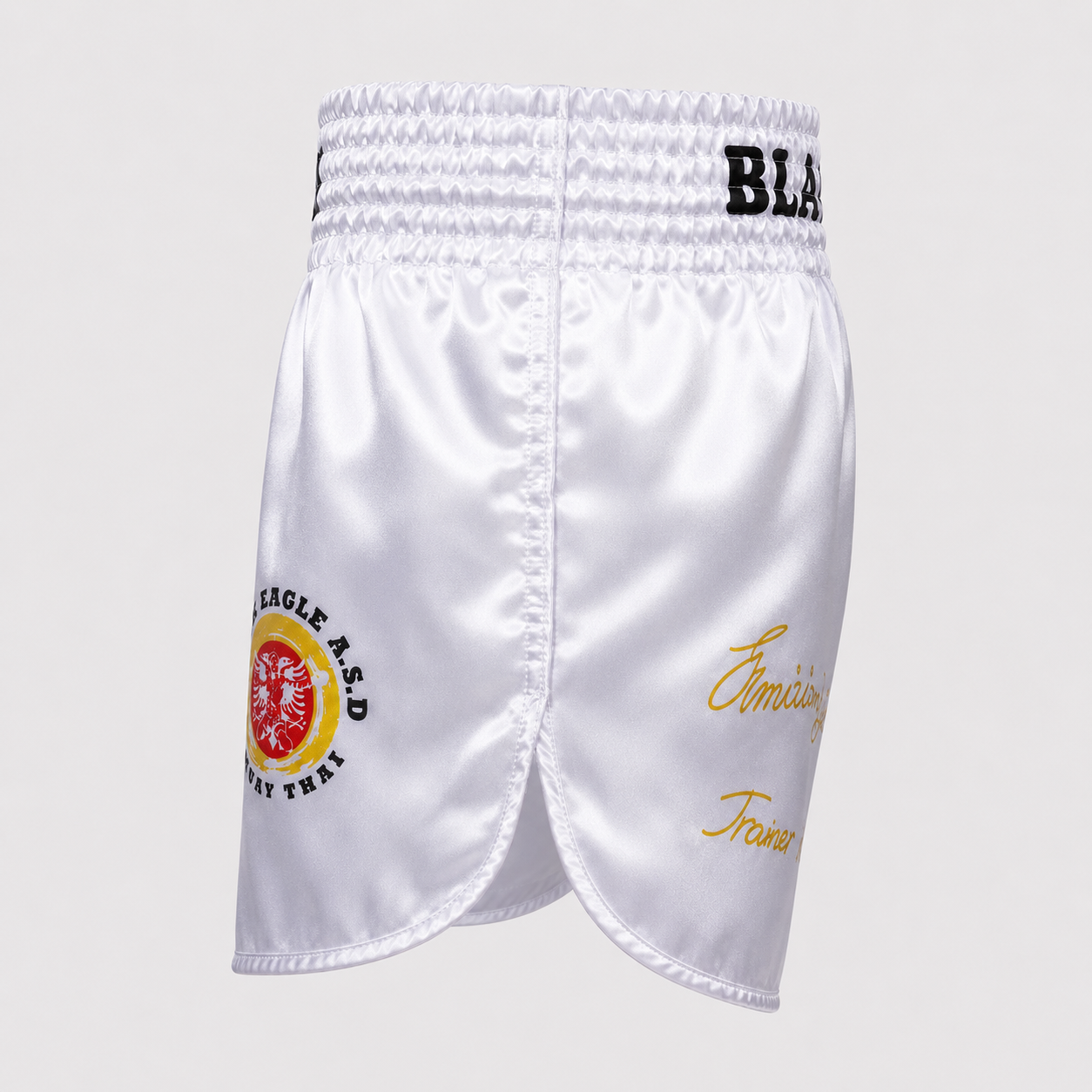 Black Eagle White Muay Thai Shorts - Image 3