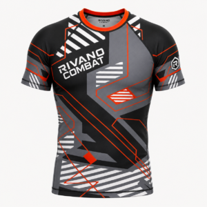Grey & Orange Short-Sleeve Combat Rash Guard