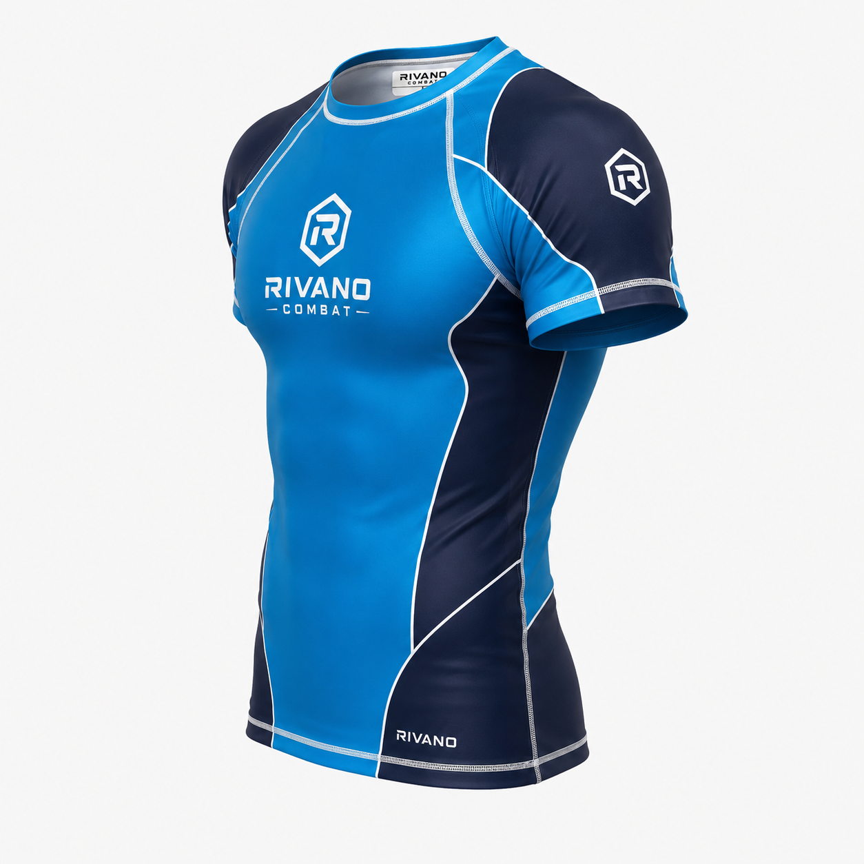 Blue & Navy Short-Sleeve Rash Guard - Image 3