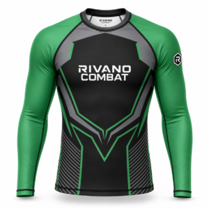 Green & Black Long-Sleeve Combat Rash Guard